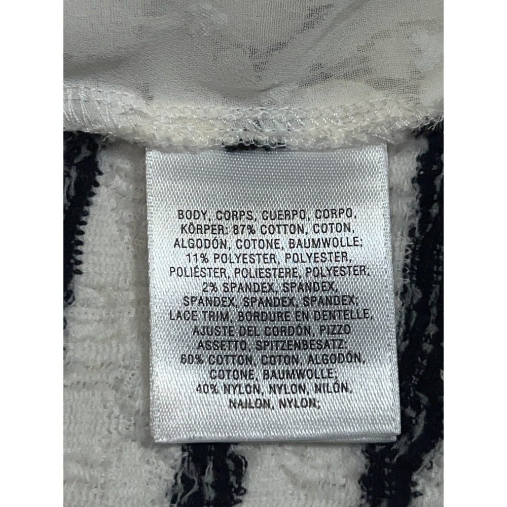 Anthropologie Postmark Striped Lace Hem Open Front Cardigan Black White Small - Picture 8 of 9